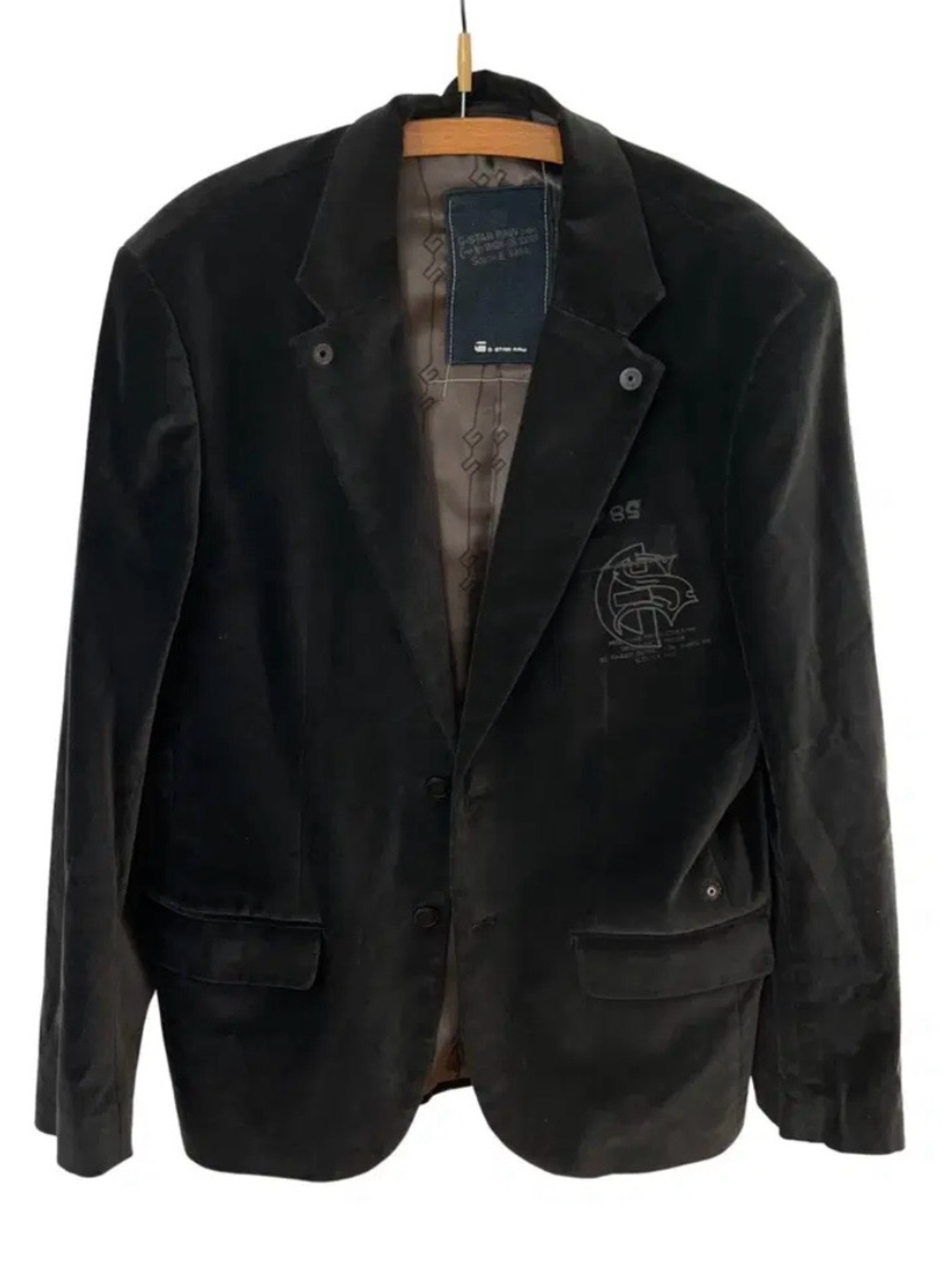 G-Star Raw Mens Chocolate Brown Velvet Blazer